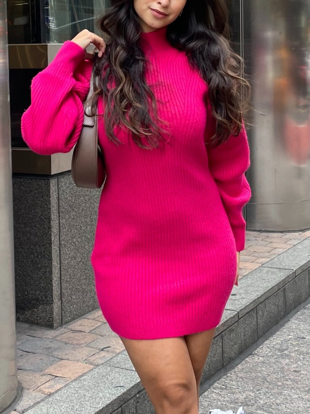 H&M Pink Long Sleeve Mini Dress